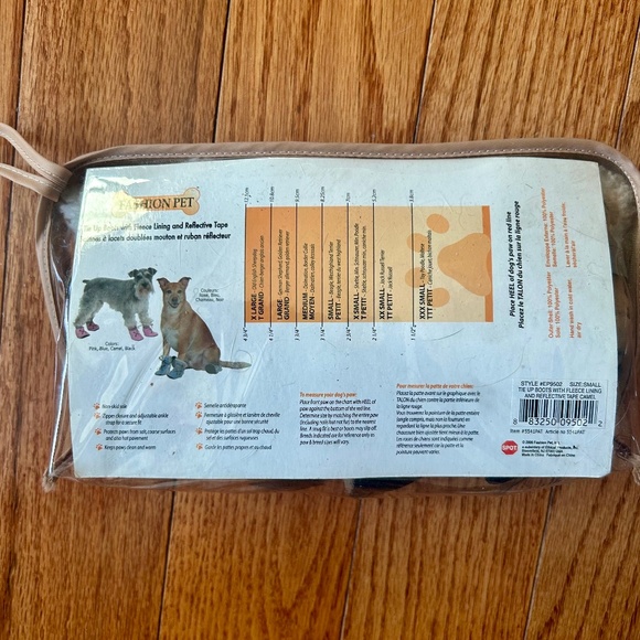 Fashion Pet Fleece Lined with Reflective Tape Dog Boots Set of 4 Size Small - Picture 3 of 5